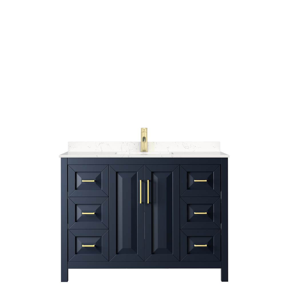 Daria 48 Inch Single Bathroom Vanity in Dark Blue, Carrara Cultured Marble Countertop, Undermount Square Sink, No Mirror