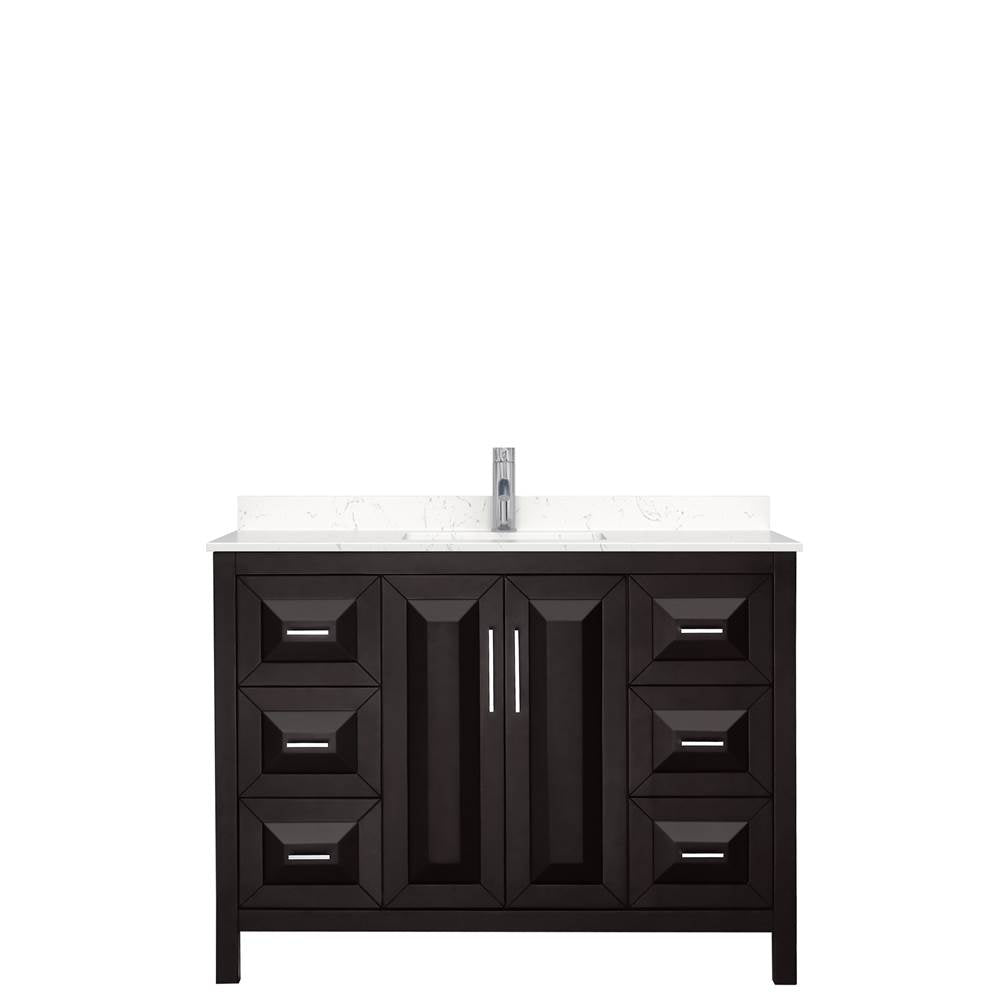 Daria 48 Inch Single Bathroom Vanity in Dark Espresso, Carrara Cultured Marble Countertop, Undermount Square Sink, No Mirror