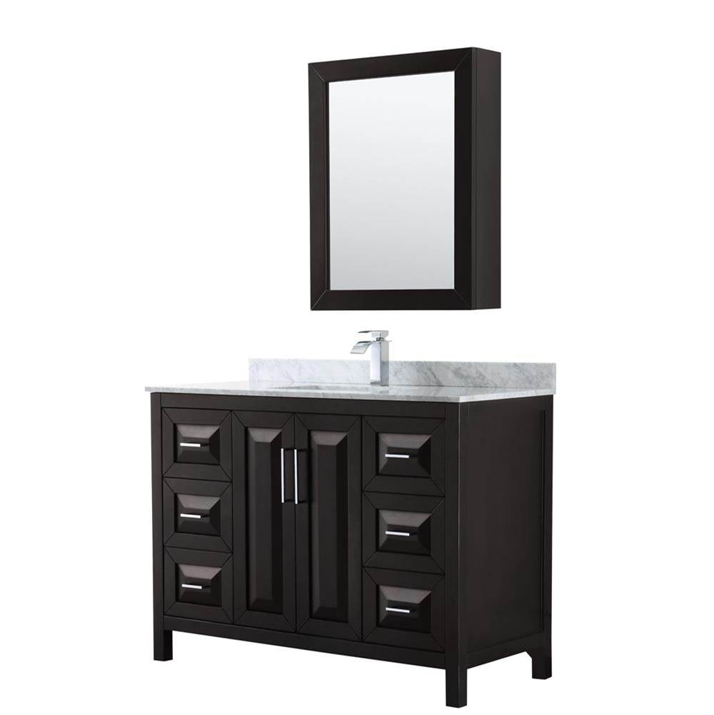 Wyndham Collection - Daria 48 Inch Single Bathroom Vanity in Dark Espresso, White Carrara Marble Countertop, Undermount Square Sink, and Medicine Cabinet - Dark Espresso