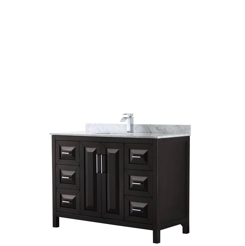 Wyndham Collection - Daria 48 Inch Single Bathroom Vanity in Dark Espresso, White Carrara Marble Countertop, Undermount Square Sink, and No Mirror - Dark Espresso
