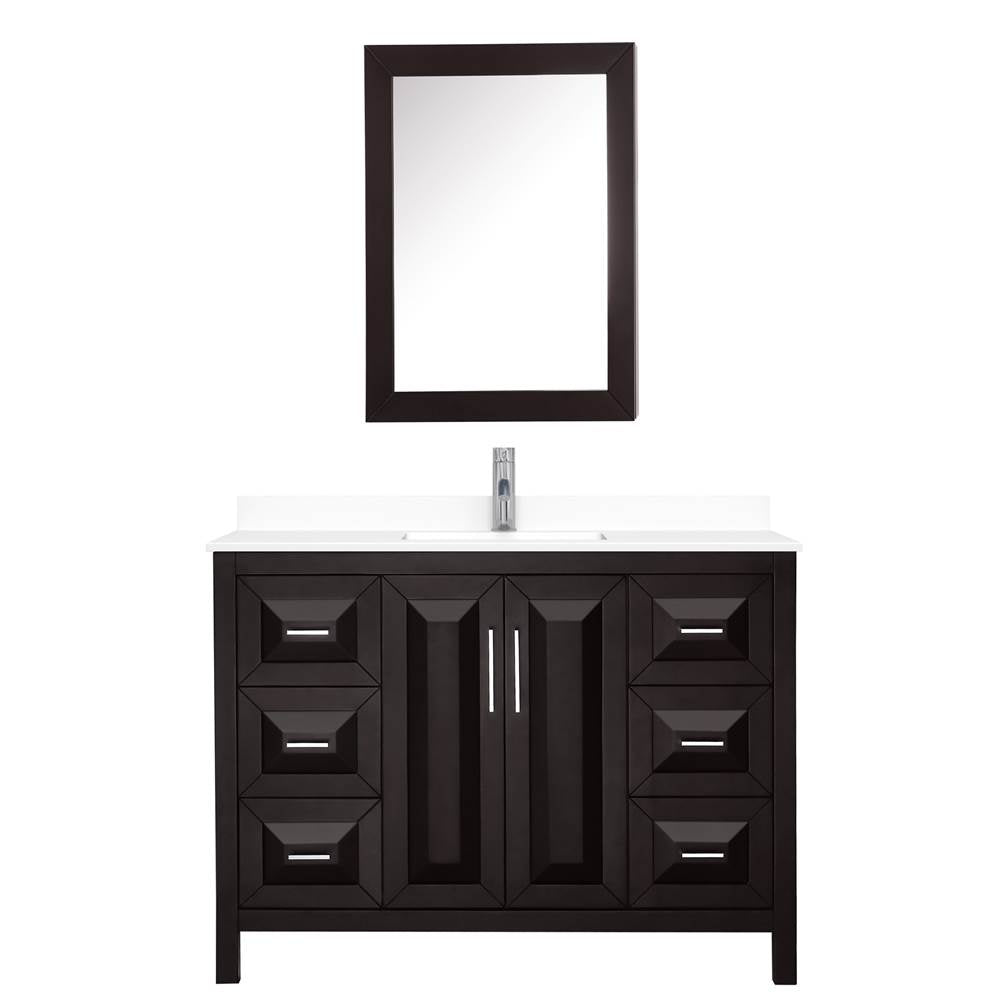 Daria 48 Inch Single Bathroom Vanity in Dark Espresso, White Cultured Marble Countertop, Undermount Square Sink, Medicine Cabinet