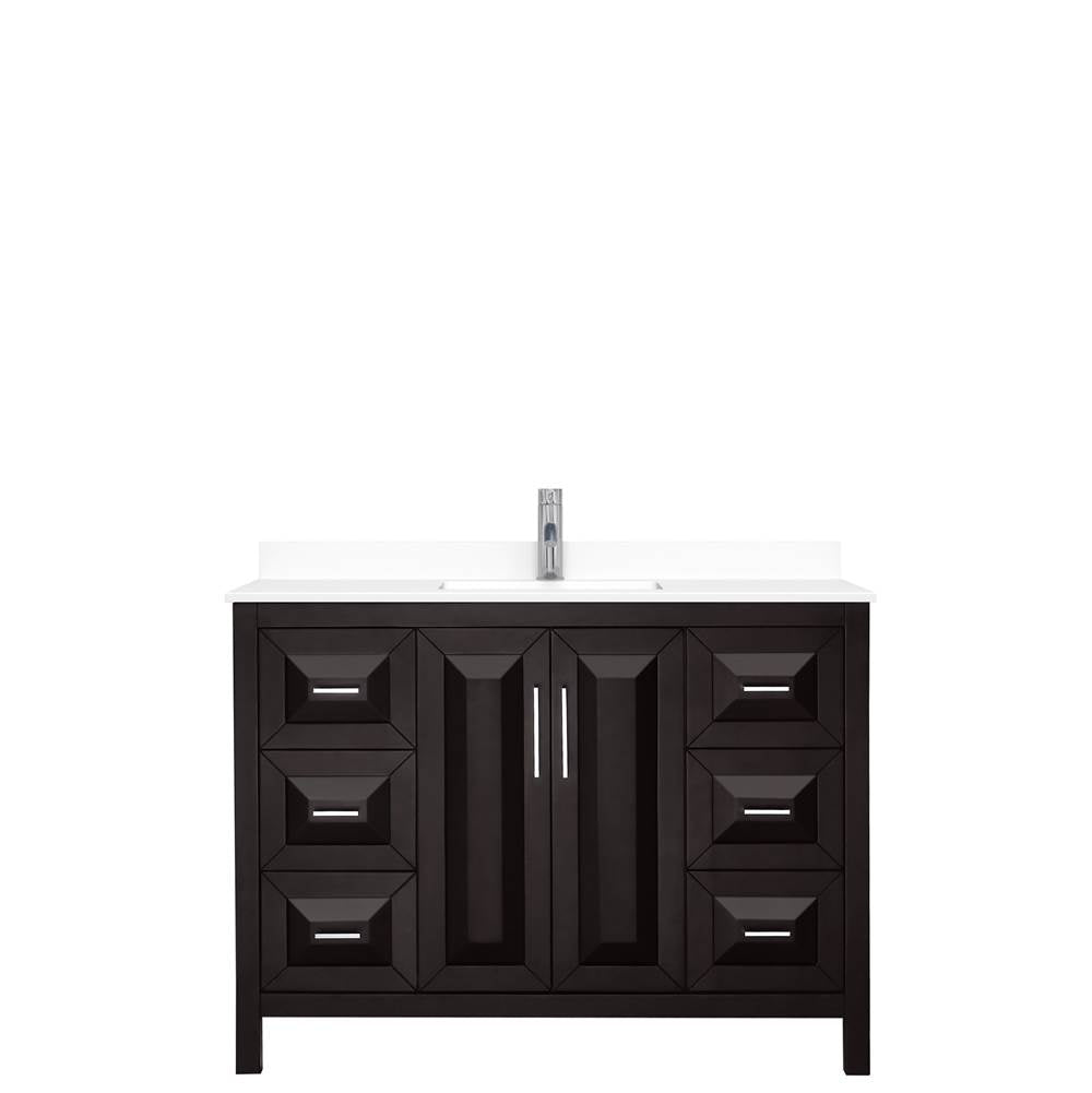 Daria 48 Inch Single Bathroom Vanity in Dark Espresso, White Cultured Marble Countertop, Undermount Square Sink, No Mirror