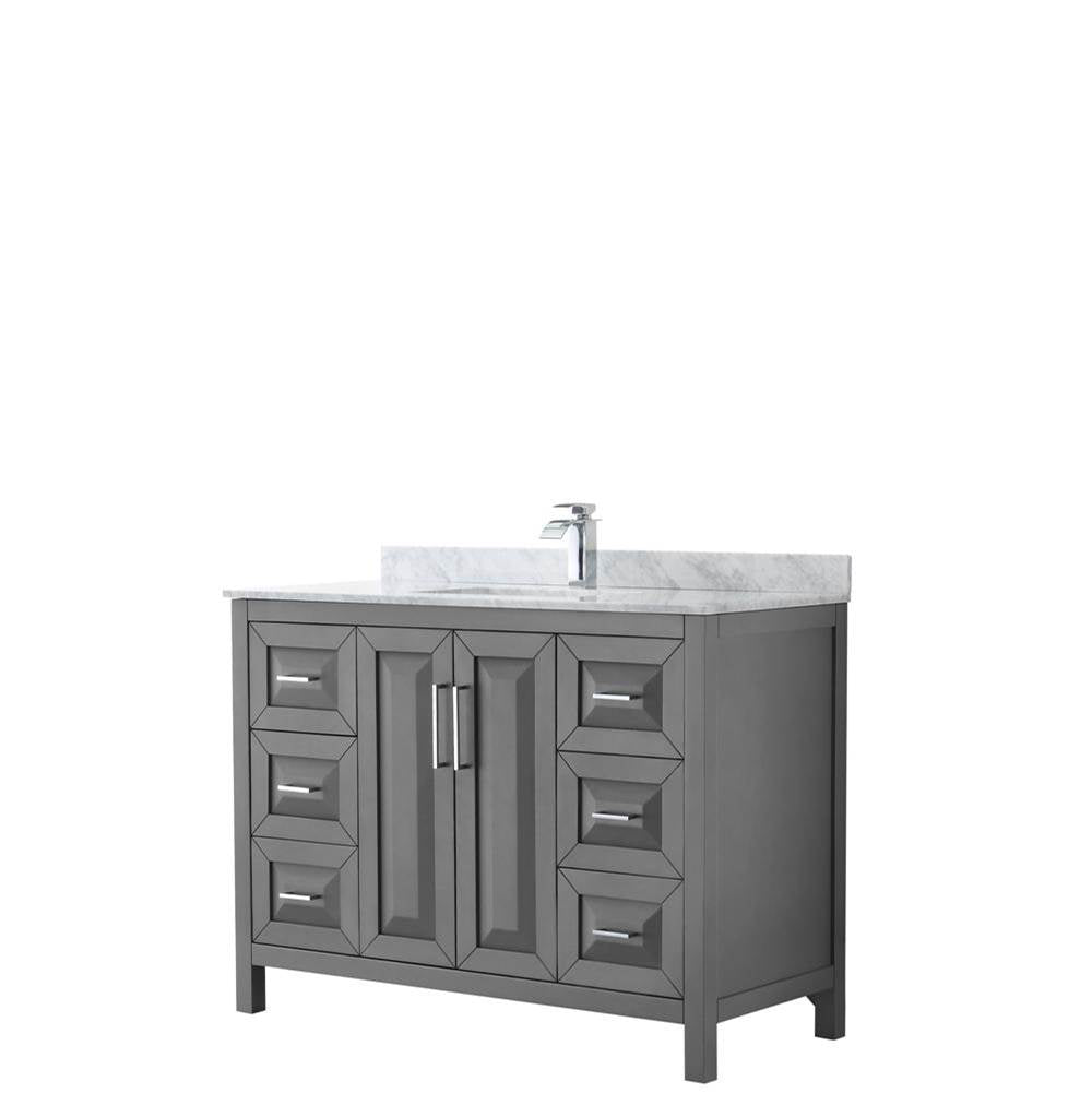 Wyndham Collection - Daria 48 Inch Single Bathroom Vanity in Dark Gray, White Carrara Marble Countertop, Undermount Square Sink, and No Mirror - Dark Gray