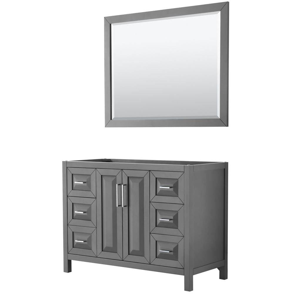 Wyndham Collection - Daria 48 Inch Single Bathroom Vanity in Dark Gray, No Countertop, No Sink, and 46 Inch Mirror - Dark Gray