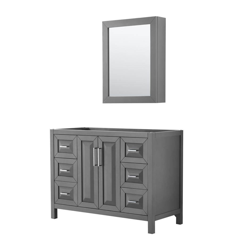 Wyndham Collection - Daria 48 Inch Single Bathroom Vanity in Dark Gray, No Countertop, No Sink, and Medicine Cabinet - Dark Gray