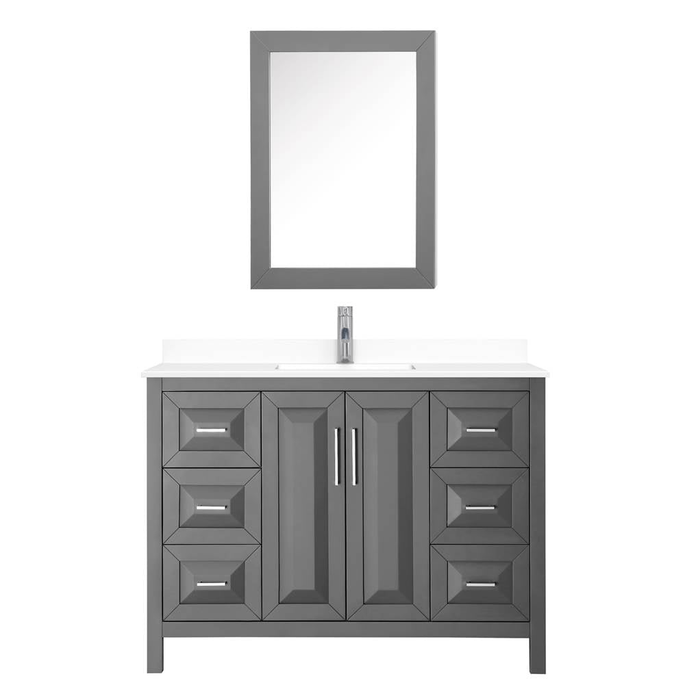 Daria 48 Inch Single Bathroom Vanity in Dark Gray, White Cultured Marble Countertop, Undermount Square Sink, Medicine Cabinet