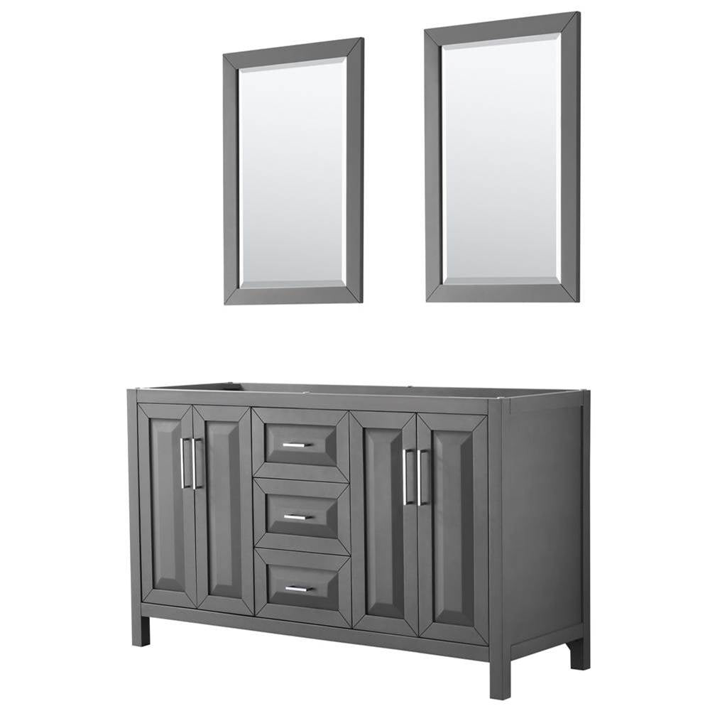Wyndham Collection - Daria 60 Inch Double Bathroom Vanity in Dark Gray, No Countertop, No Sink, and 24 Inch Mirrors - Dark Gray