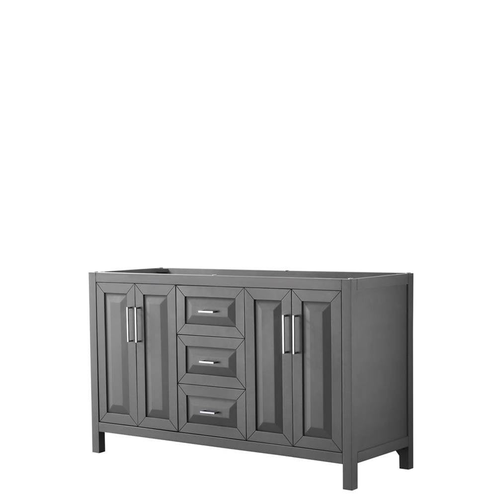 Wyndham Collection - Daria 60 Inch Double Bathroom Vanity in Dark Gray, No Countertop, No Sink, and No Mirror - Dark Gray