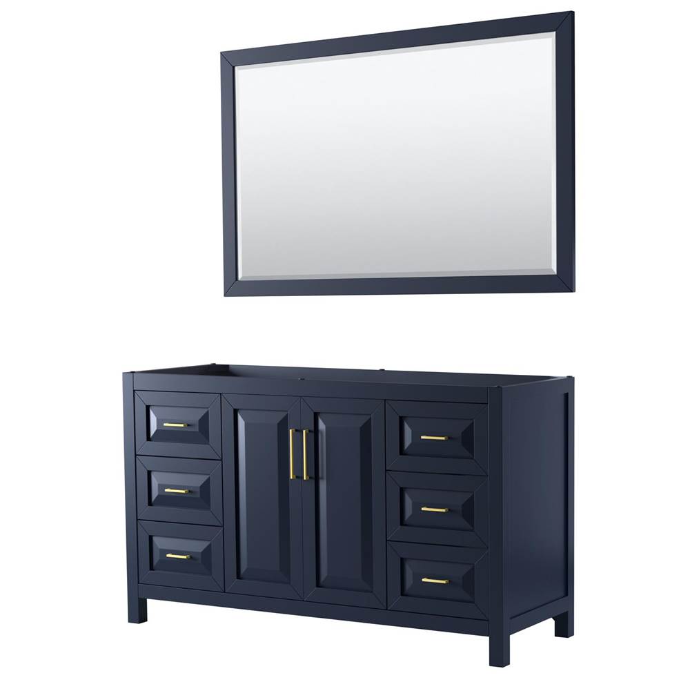 Wyndham Collection - Daria 60 Inch Single Bathroom Vanity in Dark Blue, No Countertop, No Sink, 58 Inch Mirror - Dark Blue