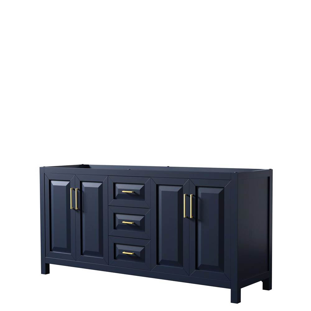 Wyndham Collection - Daria 72 Inch Double Bathroom Vanity in Dark Blue, No Countertop, No Sink, No Mirror - Dark Blue
