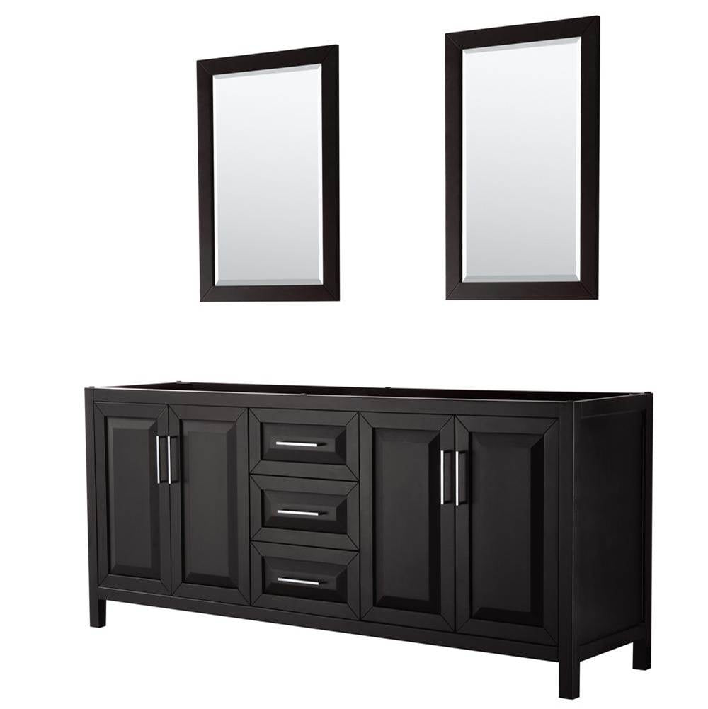 Wyndham Collection - Daria 80 Inch Double Bathroom Vanity in Dark Espresso, No Countertop, No Sink, and 24 Inch Mirrors - Dark Espresso