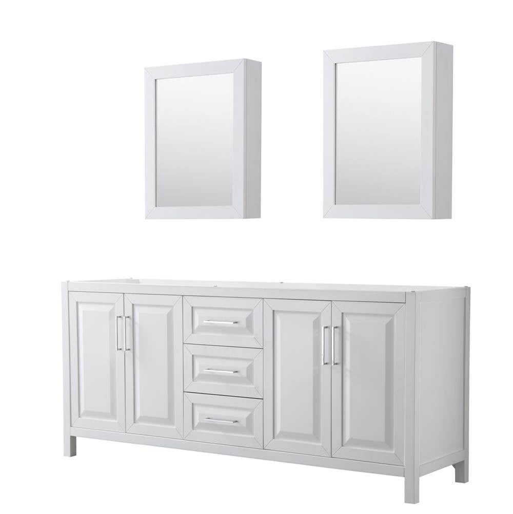 Wyndham Collection - Daria 80 Inch Double Bathroom Vanity in White, No Countertop, No Sink, and Medicine Cabinets - White