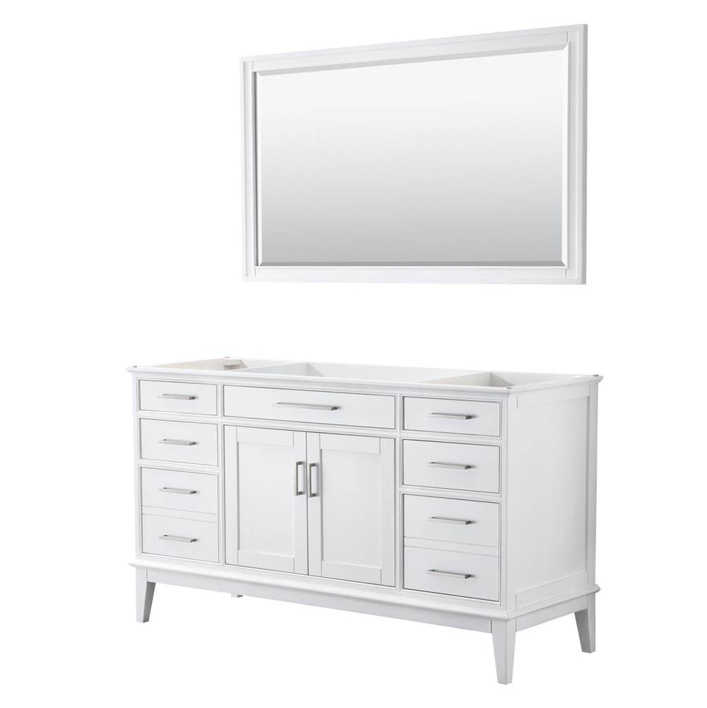 Wyndham Collection - Margate 60 Inch Single Bathroom Vanity in White, No Countertop, No Sink, and 56 Inch Mirror - White