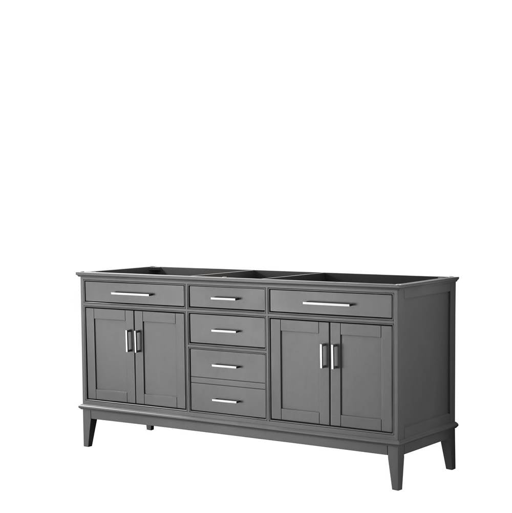 Wyndham Collection - Margate 72 Inch Double Bathroom Vanity in Dark Gray, No Countertop, No Sink, and No Mirror - Dark Gray