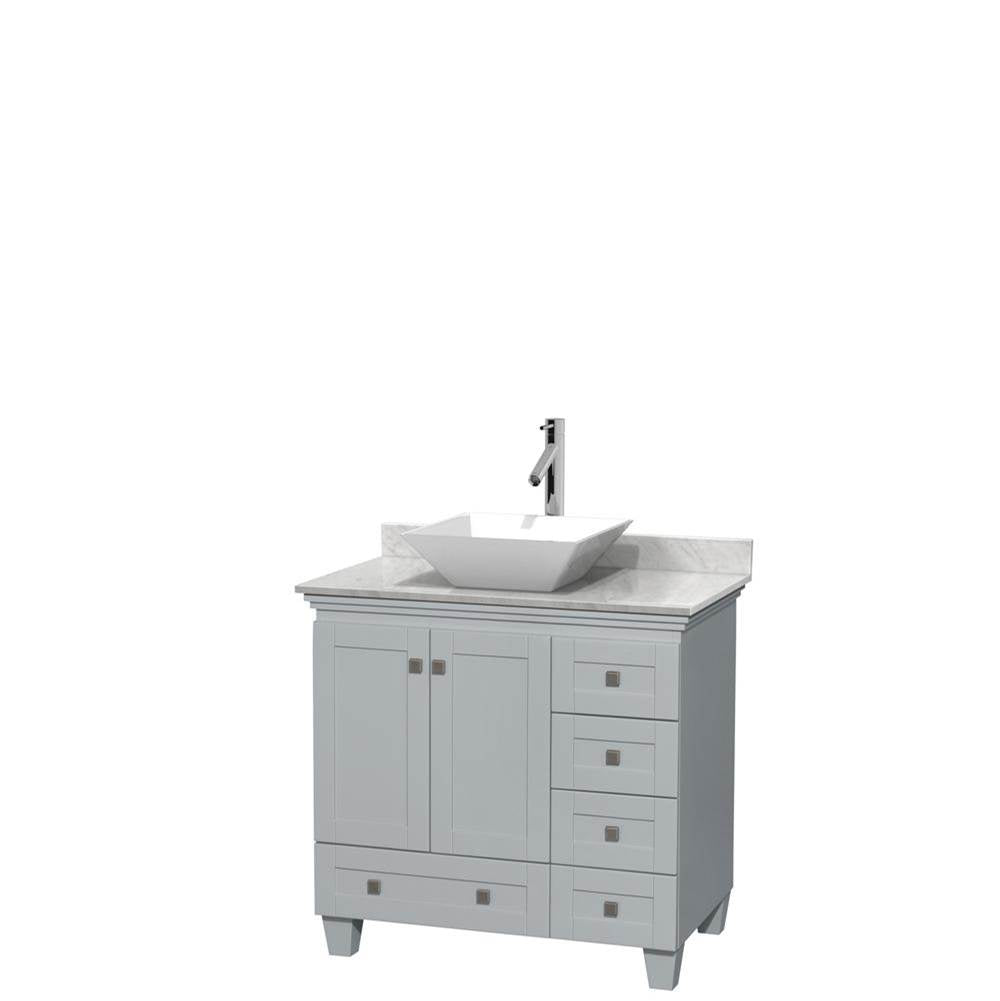Wyndham Collection - Acclaim 36 Inch Single Bathroom Vanity in Oyster Gray, White Carrara Marble Countertop, Pyra White Porcelain Sink, and No Mirror - Oyster Gray