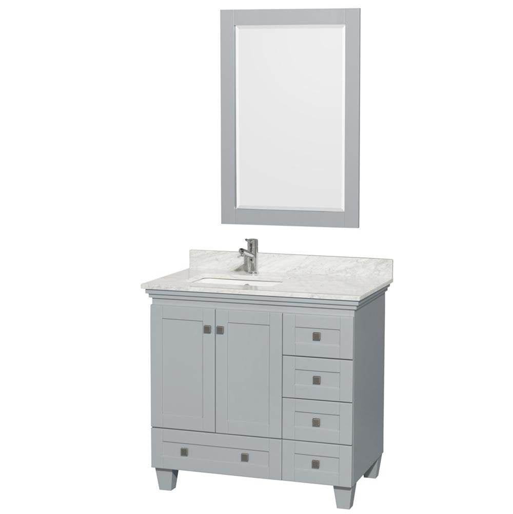 Wyndham Collection - Acclaim 36 Inch Single Bathroom Vanity in Oyster Gray, White Carrara Marble Countertop, Undermount Square Sink, and 24 Inch Mirror - Oyster Gray