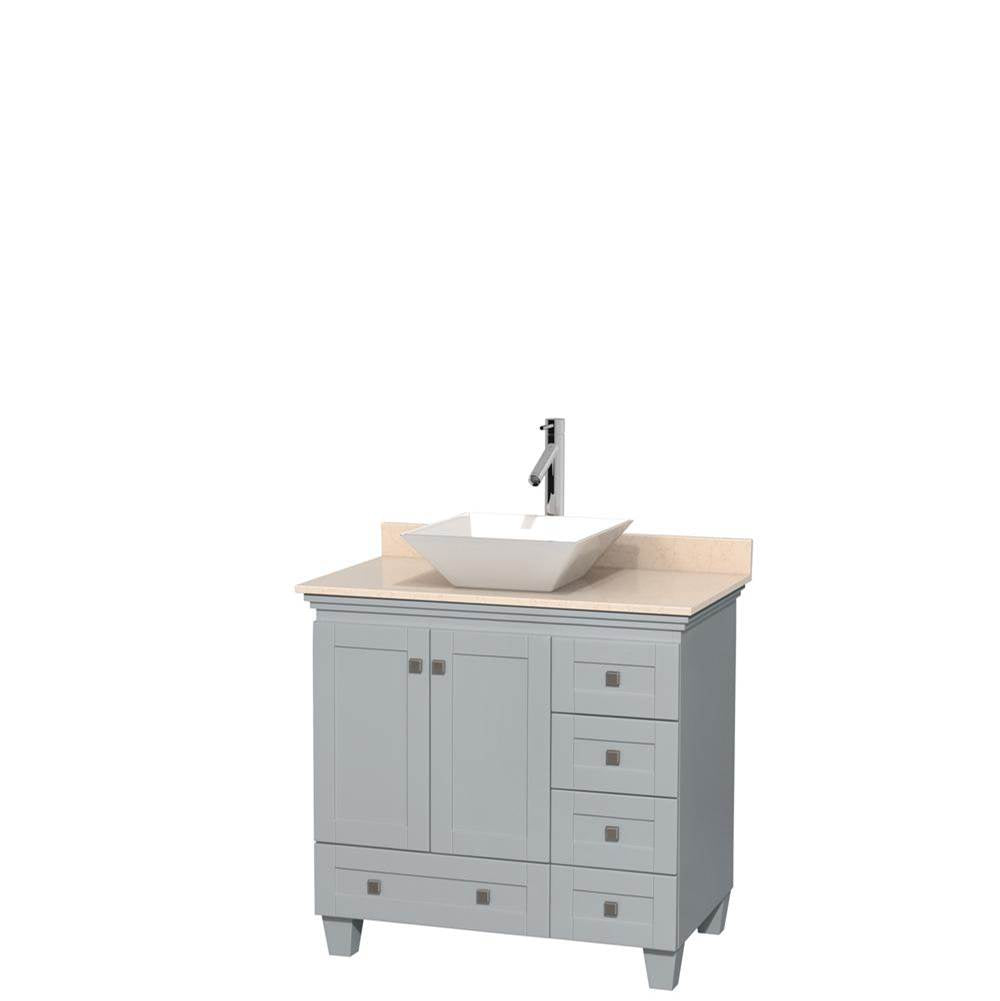 Wyndham Collection - Acclaim 36 Inch Single Bathroom Vanity in Oyster Gray, Ivory Marble Countertop, Pyra White Porcelain Sink, and No Mirror - Oyster Gray
