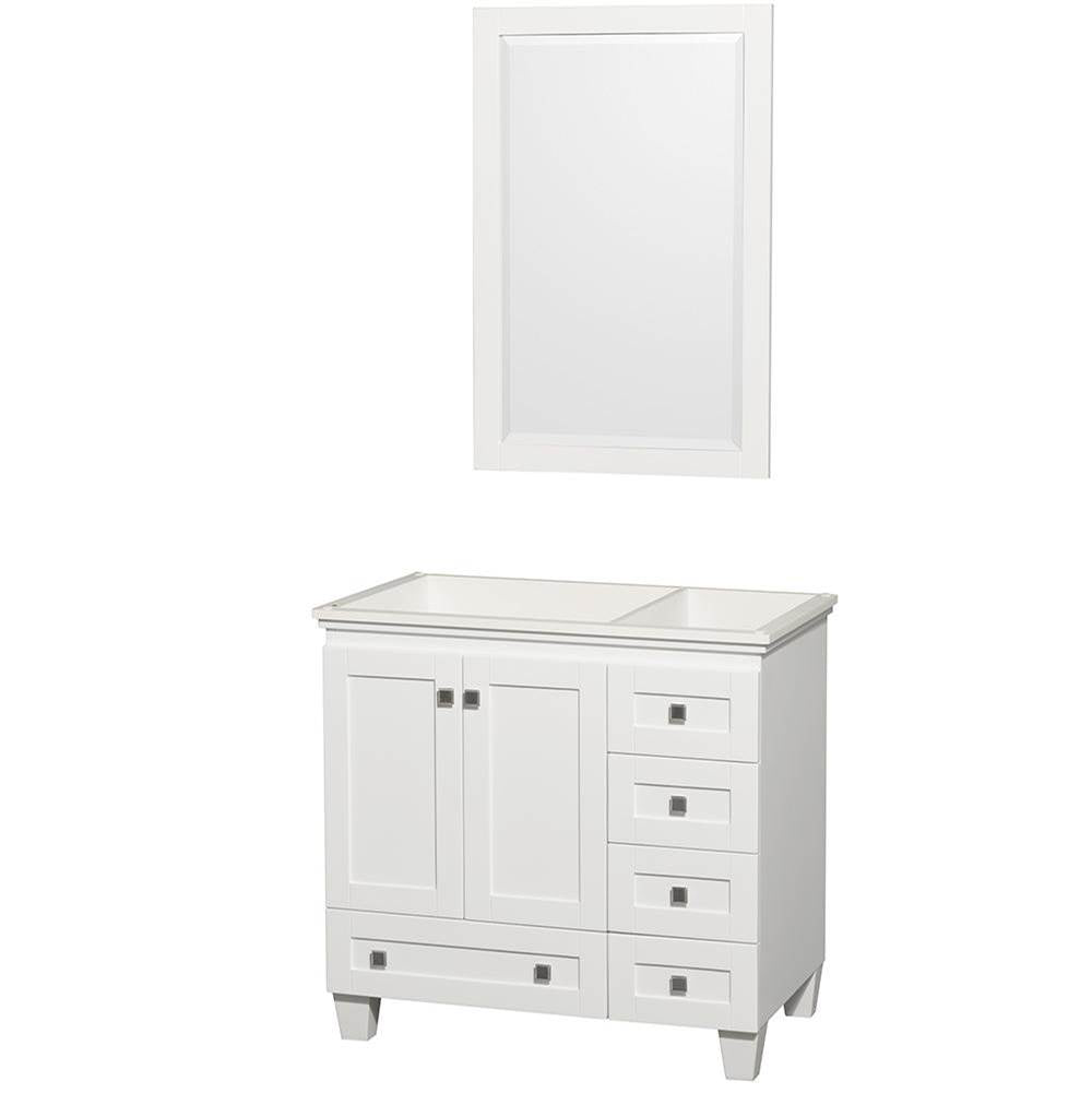 Wyndham Collection - Acclaim 36 Inch Single Bathroom Vanity in White, No Countertop, No Sink, and 24 Inch Mirror - White