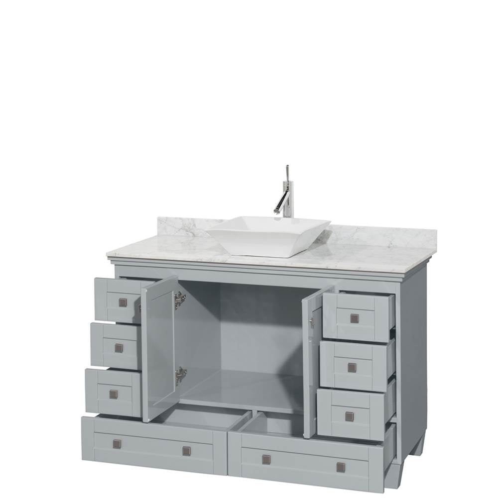 Acclaim 48 Inch Single Bathroom Vanity in Espresso, White Carrara Marble Countertop, Pyra White Sink, and No Mirror