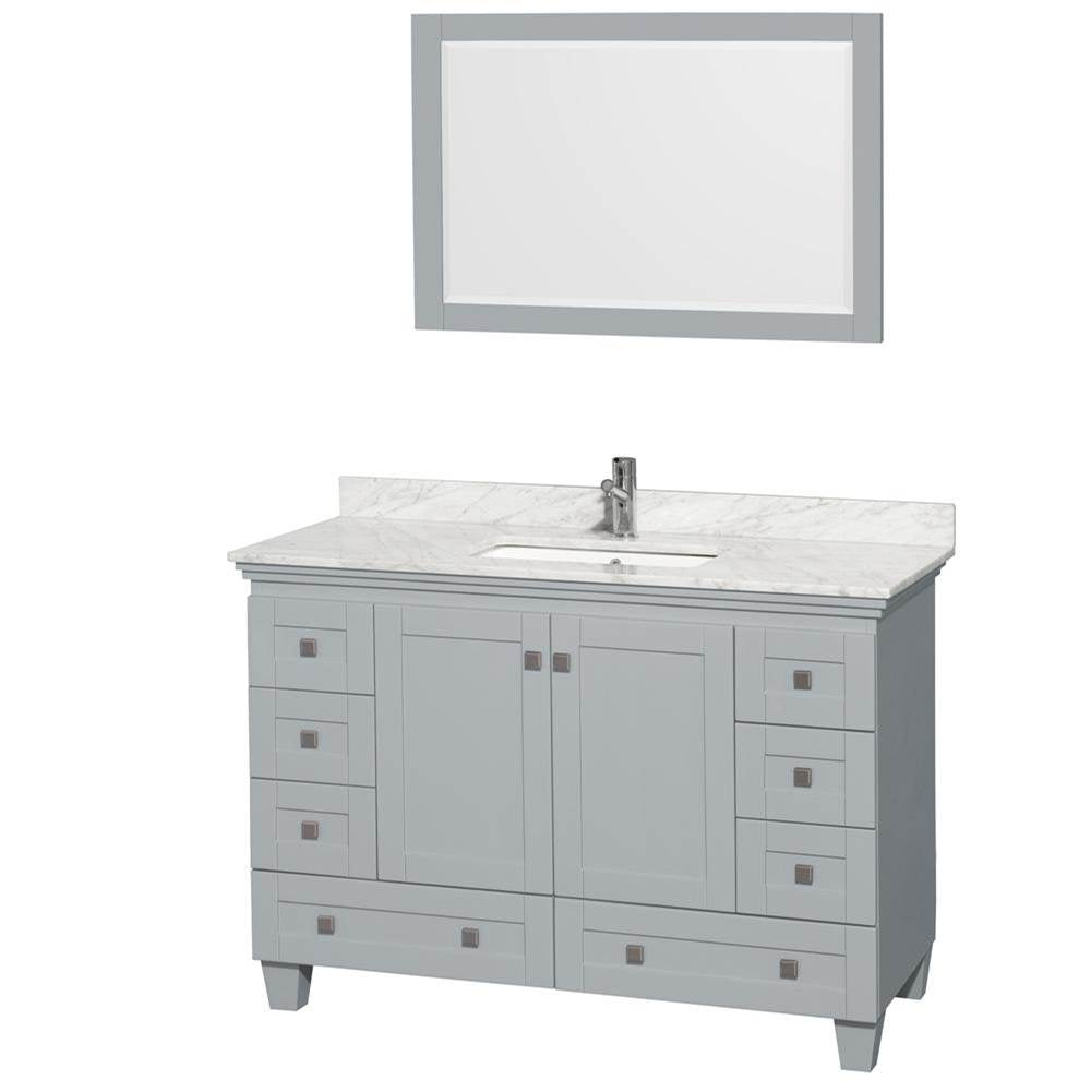 Wyndham Collection - Acclaim 48 Inch Single Bathroom Vanity in Oyster Gray, White Carrara Marble Countertop, Undermount Square Sink, and 24 Inch Mirror - Oyster Gray