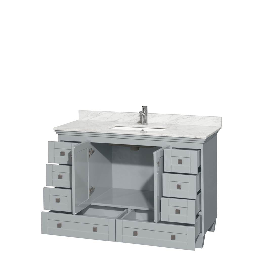 Acclaim 48 Inch Single Bathroom Vanity in Espresso, White Carrara Marble Countertop, Undermount Square Sink, and No Mirror