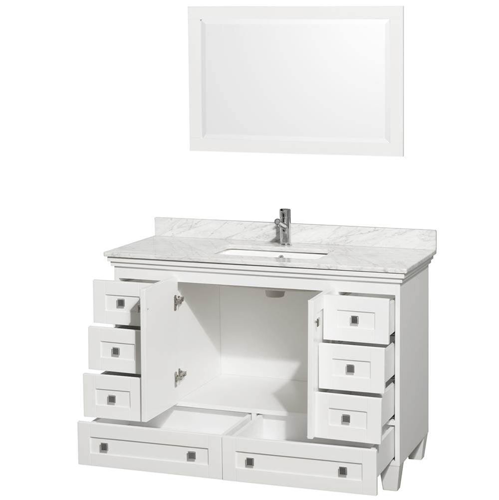 Acclaim 48 Inch Single Bathroom Vanity in Espresso, White Carrara Marble Countertop, Undermount Square Sink, and 24 Inch Mirror