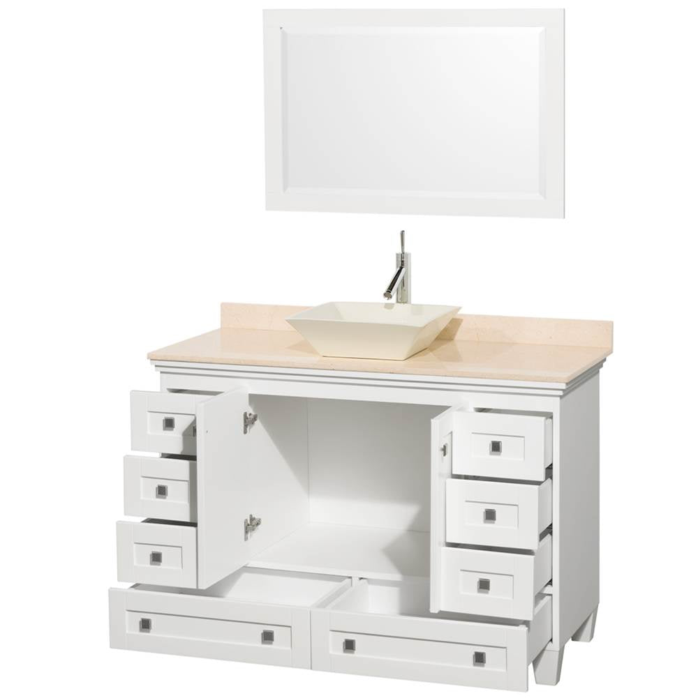 Acclaim 48 Inch Single Bathroom Vanity in Espresso, Ivory Marble Countertop, Pyra Bone Sink, and 24 Inch Mirror