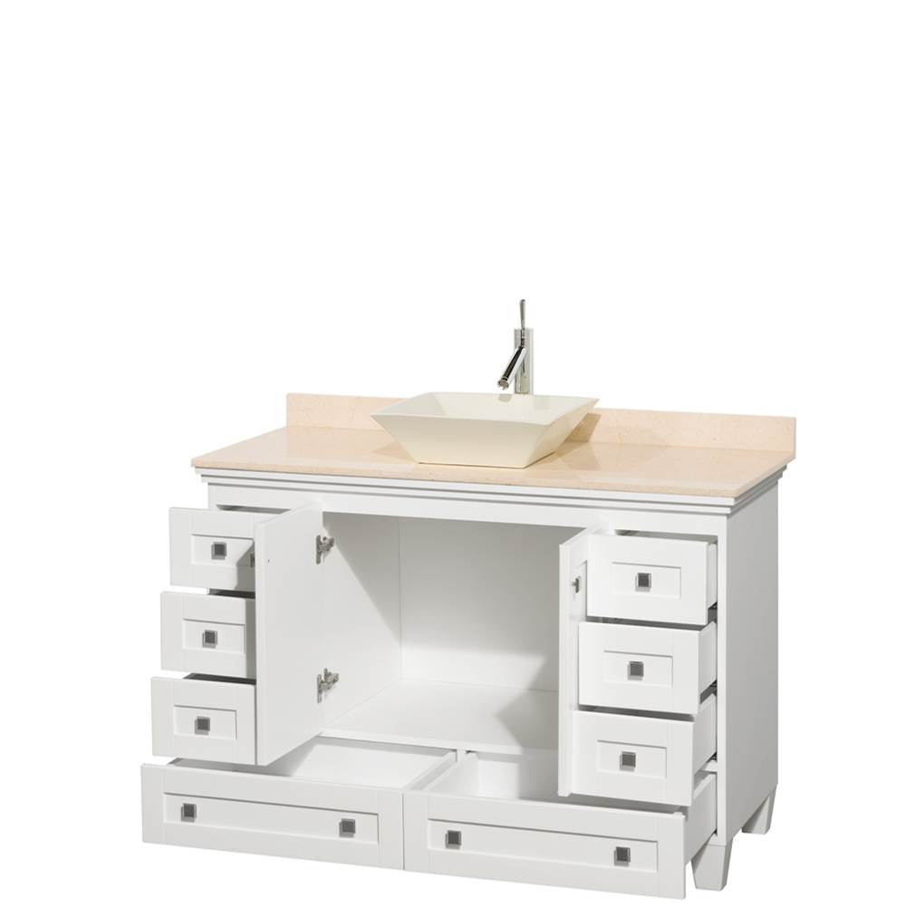 Acclaim 48 Inch Single Bathroom Vanity in Espresso, Ivory Marble Countertop, Pyra Bone Sink, and No Mirror