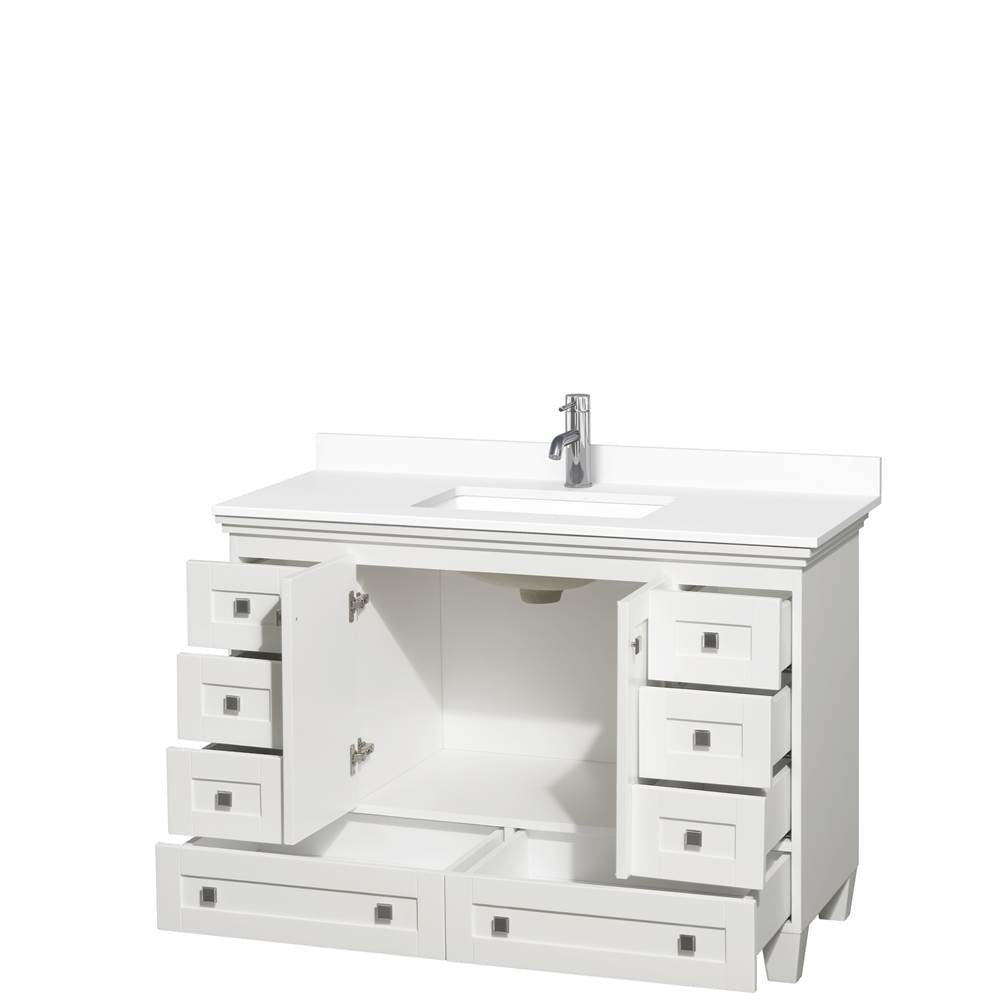 Acclaim 48 Inch Single Bathroom Vanity in White, White Cultured Marble Countertop, Undermount Square Sink, No Mirror