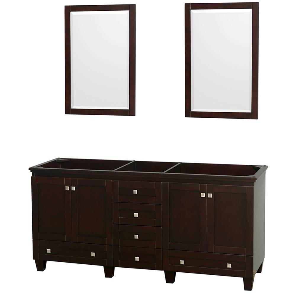 Wyndham Collection - Acclaim 72 Inch Double Bathroom Vanity in Espresso, No Countertop, No Sinks, and 24 Inch Mirrors - Espresso