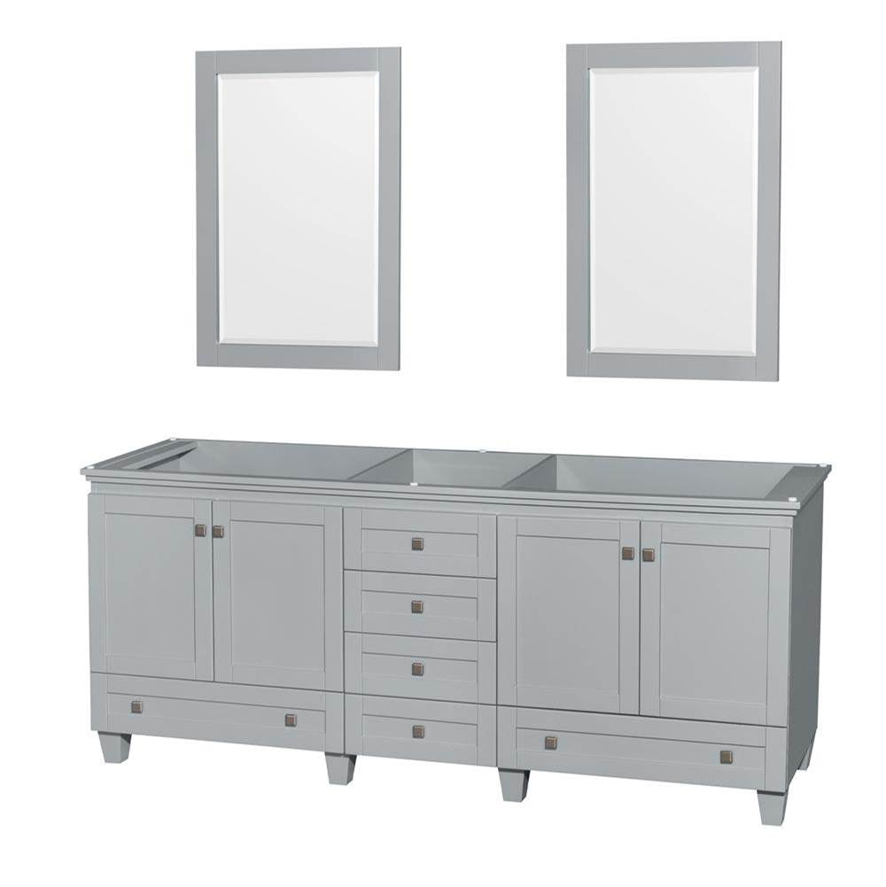 Wyndham Collection - Acclaim 80 Inch Double Bathroom Vanity in Oyster Gray, No Countertop, No Sinks, and 24 Inch Mirrors - Oyster Gray