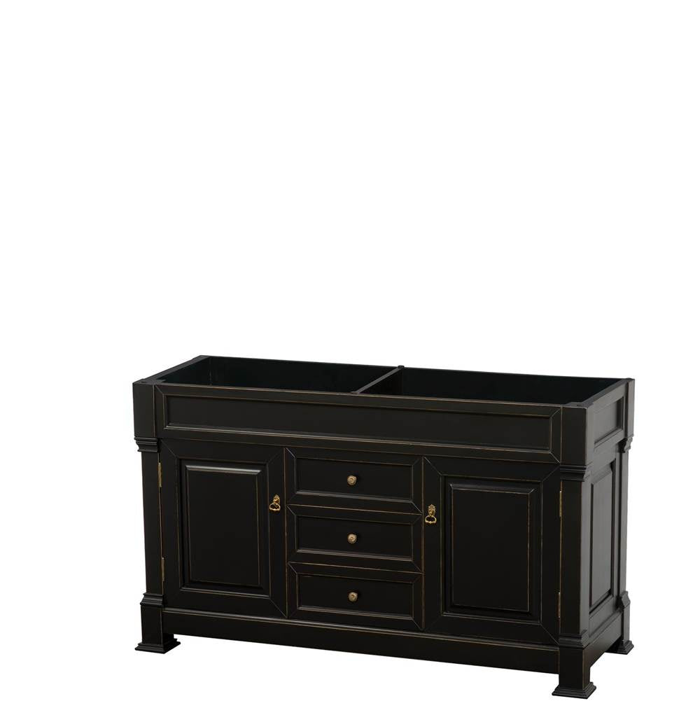 Wyndham Collection - Andover 60 Inch Double Bathroom Vanity in Black, No Countertop, No Sink, and No Mirror - Black