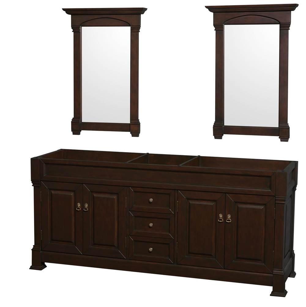 Wyndham Collection - Andover 80 Inch Double Bathroom Vanity in Dark Cherry, No Countertop, No Sink, and 28 Inch Mirrors - Dark Cherry