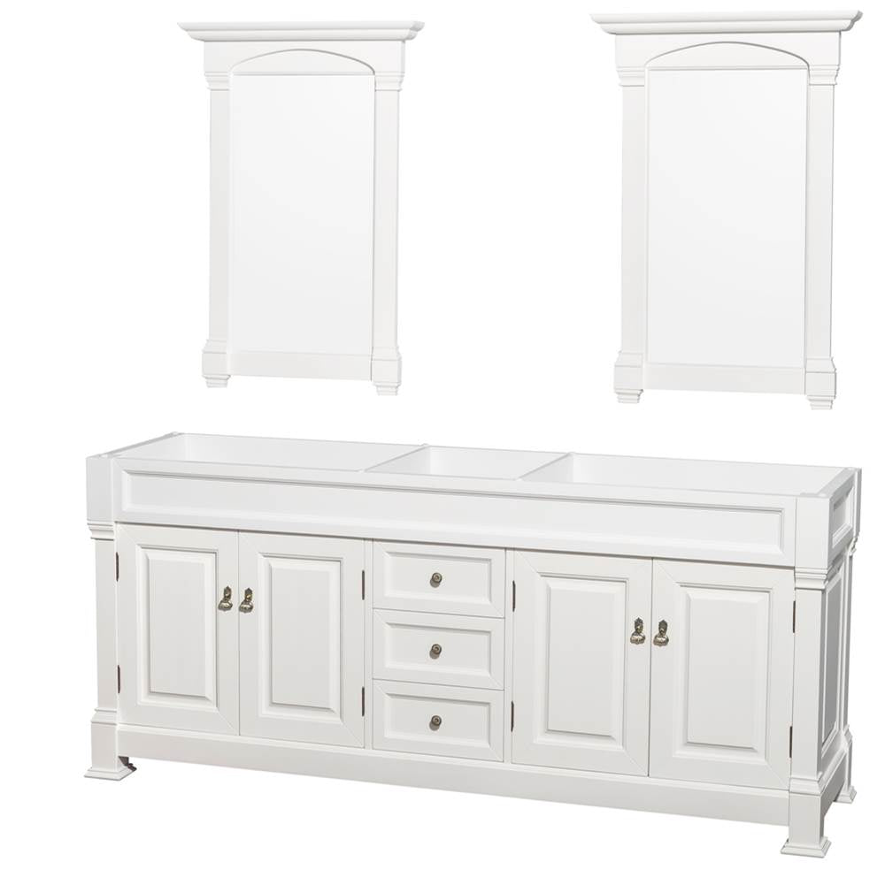 Andover 80 Inch Double Bathroom Vanity in Black with White Carrara Marble Countertop, Undermount Oval Sinks, and 28 Inch Mirrors