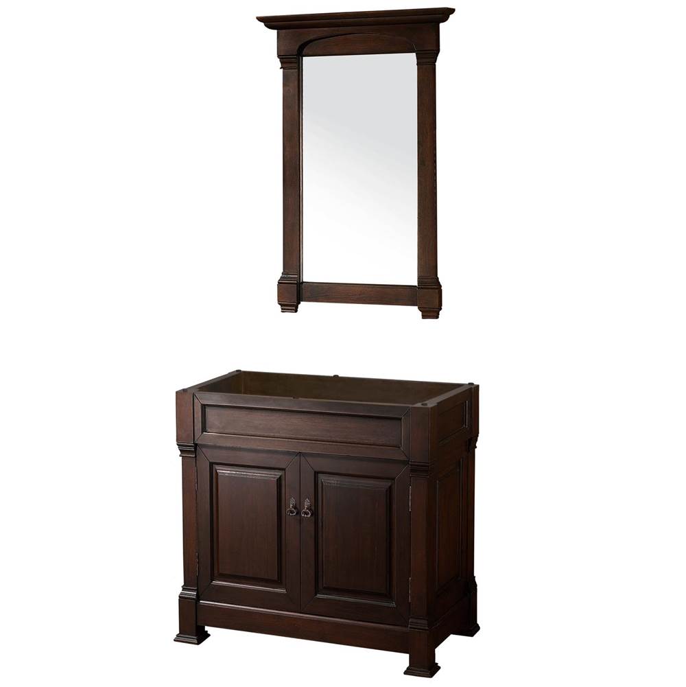 Wyndham Collection - Andover 36 Inch Single Bathroom Vanity in Dark Cherry, No Countertop, No Sink, and 28 Inch Mirror - Dark Cherry