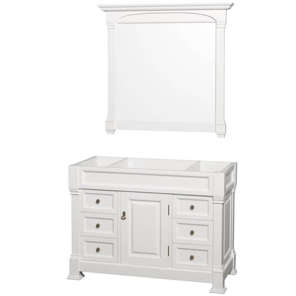 Wyndham Collection - Andover 48 Inch Single Bathroom Vanity in White, No Countertop, No Sink, and 44 Inch Mirror - White