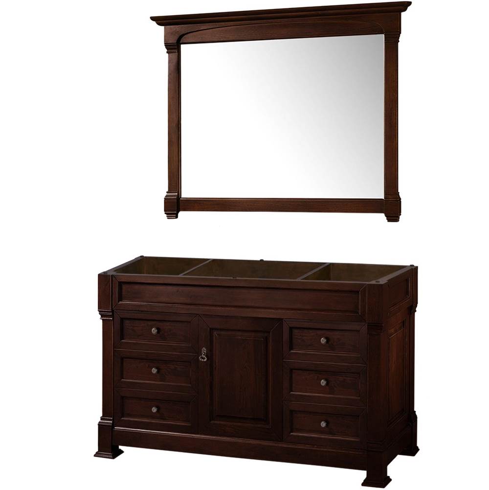 Wyndham Collection - Andover 55 Inch Single Bathroom Vanity in Dark Cherry, No Countertop, No Sink, and 50 Inch Mirror - Dark Cherry