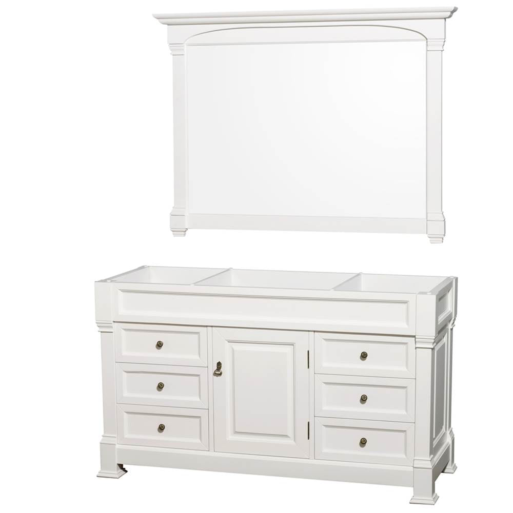Wyndham Collection - Andover 60 Inch Single Bathroom Vanity in White, No Countertop, No Sink, and 56 Inch Mirror - White