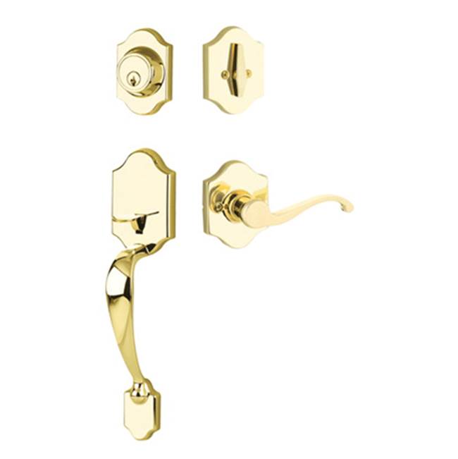 Yale Expressions - Yale Everly Single Cylinder Entry Set, Farmington Lever Left Handed, Kwikset Keyway, Polished Brass - Polished Brass