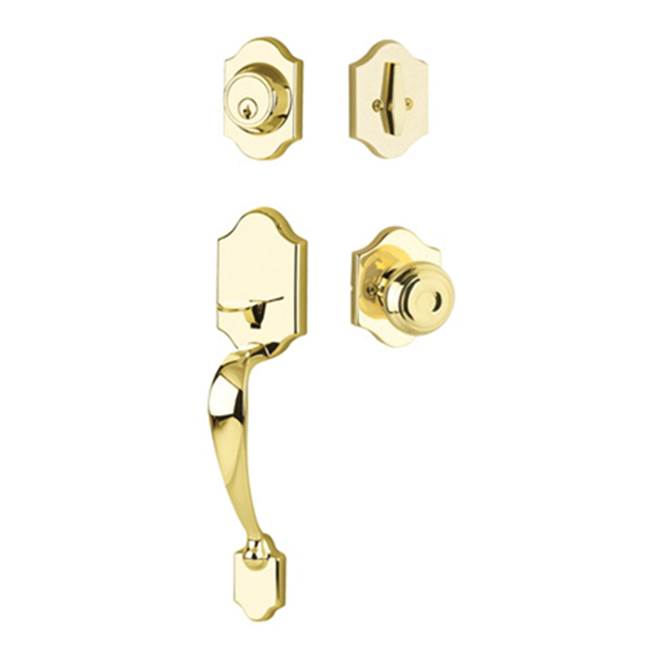 Yale Expressions - Yale Everly Single Cylinder Entry Set, Lewiston Knob, Weiser Keyway, Polished Brass - Polished Brass