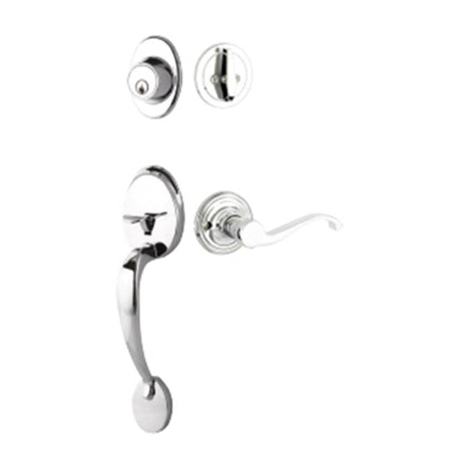 Yale Expressions - Yale Maguire Single Cylinder Entry Set, Farmington Lever Left Handed, Weiser Keyway, Polished Brass - Polished Brass
