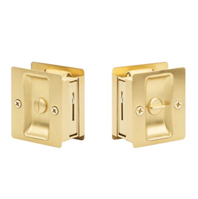 Yale Expressions - Yale Square Privacy Pocket Door Lock, Satin Brass - Satin Brass
