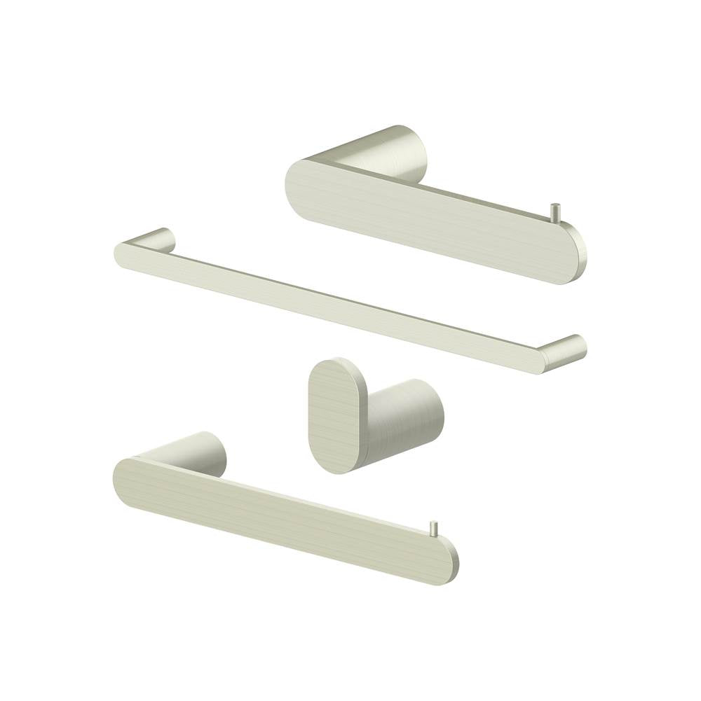 Z-Line - Crystal Bay Bathroom Accessories Package with Towel Rail, Hook, Ring and Toilet Paper Holder in Brushed Nickel - Brushed Nickel