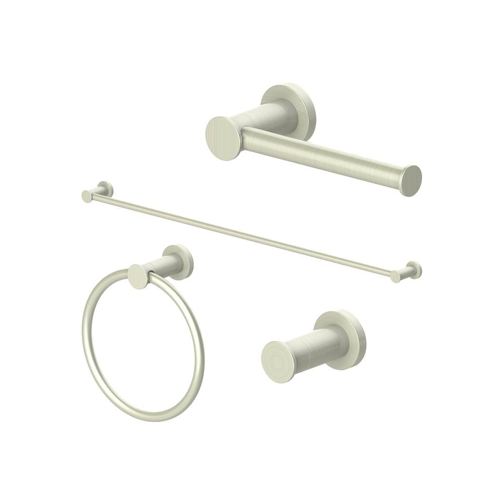Z-Line - Emerald Bay Bathroom Accessories Package with Towel Rail, Hook, Ring and Toilet Paper Holder in Brushed Nickel - Brushed Nickel