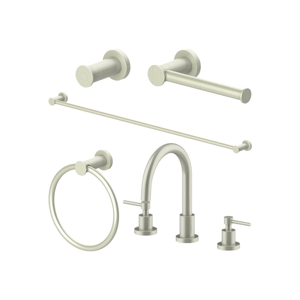 Z-Line - Emerald Bay Bathroom Package with Faucet, Towel Rail, Hook, Ring and Toilet Paper Holder in Brushed Nickel - Brushed Nickel