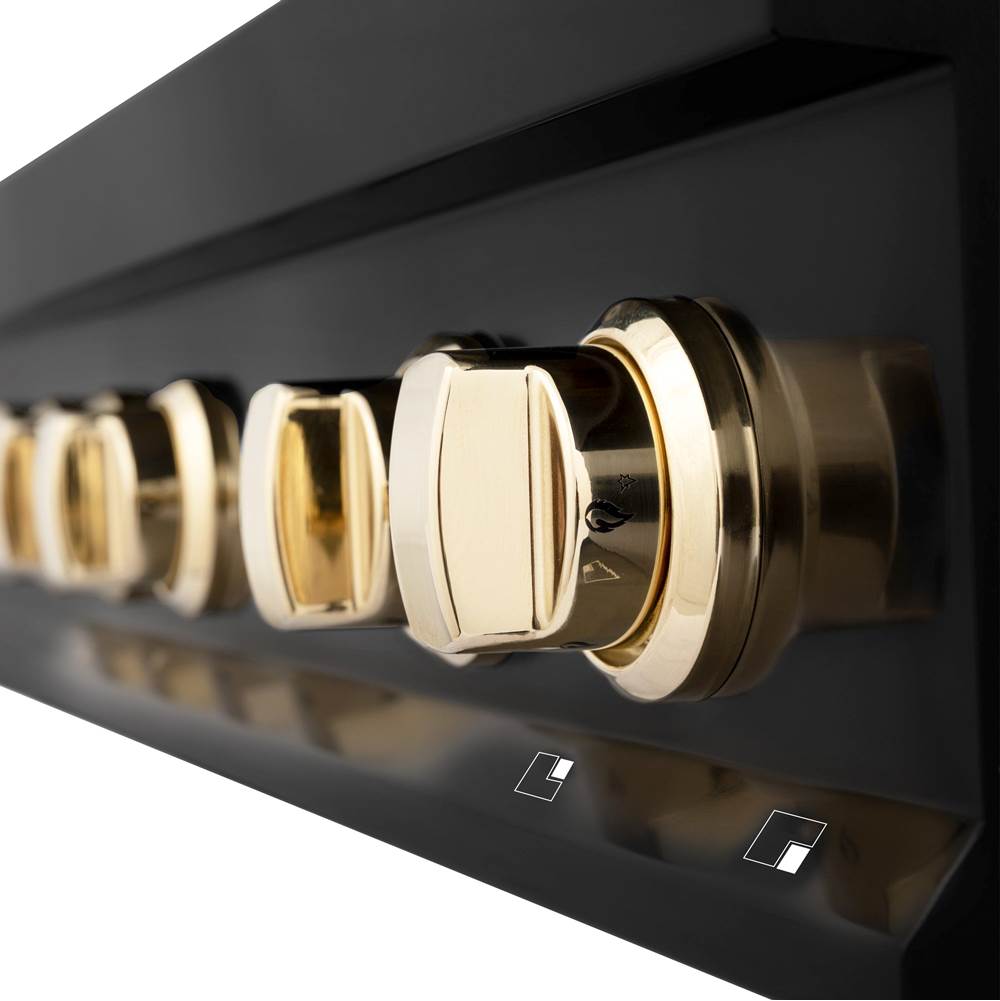 Autograph Edition 36'' Porcelain Rangetop with 6 Gas Burners in Black Stainless Steel and Champagne Bronze Accents
