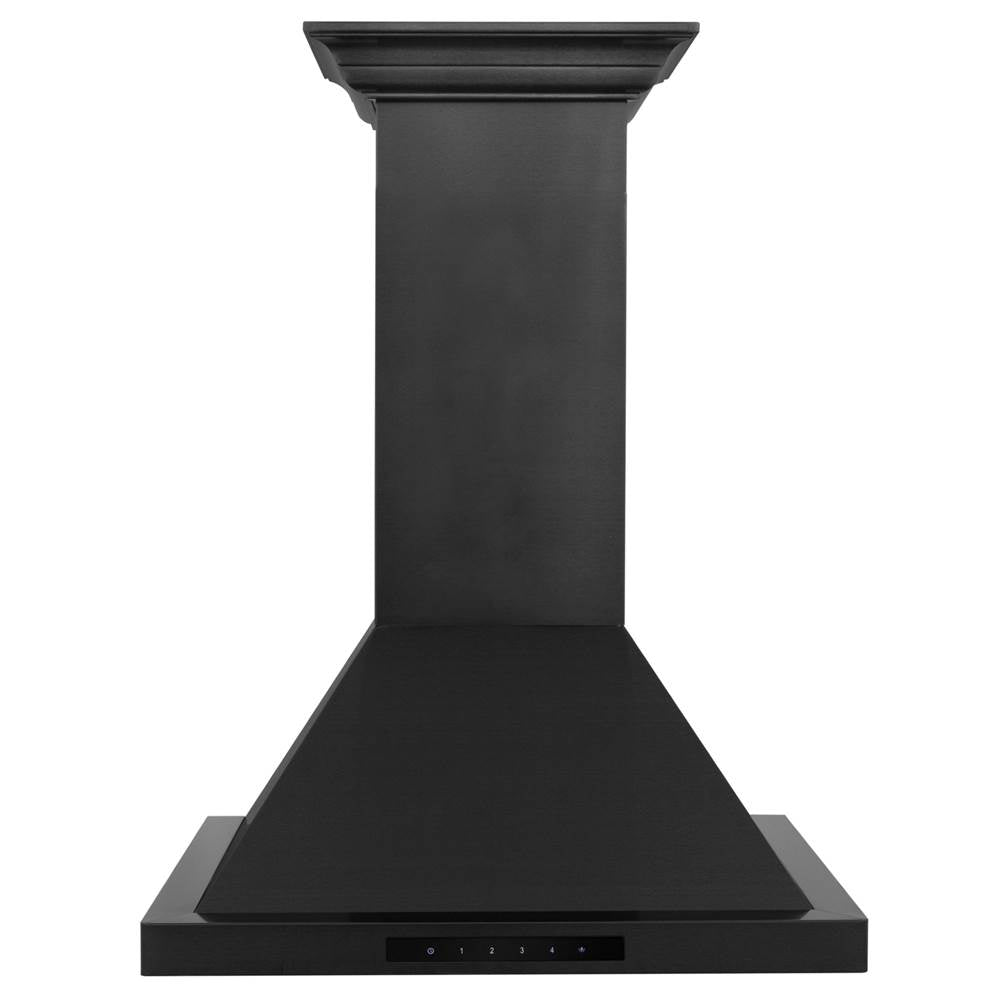 Convertible Vent Wall Mount Range Hood in Black Stainless Steel with Crown Molding (BSKBNCRN)