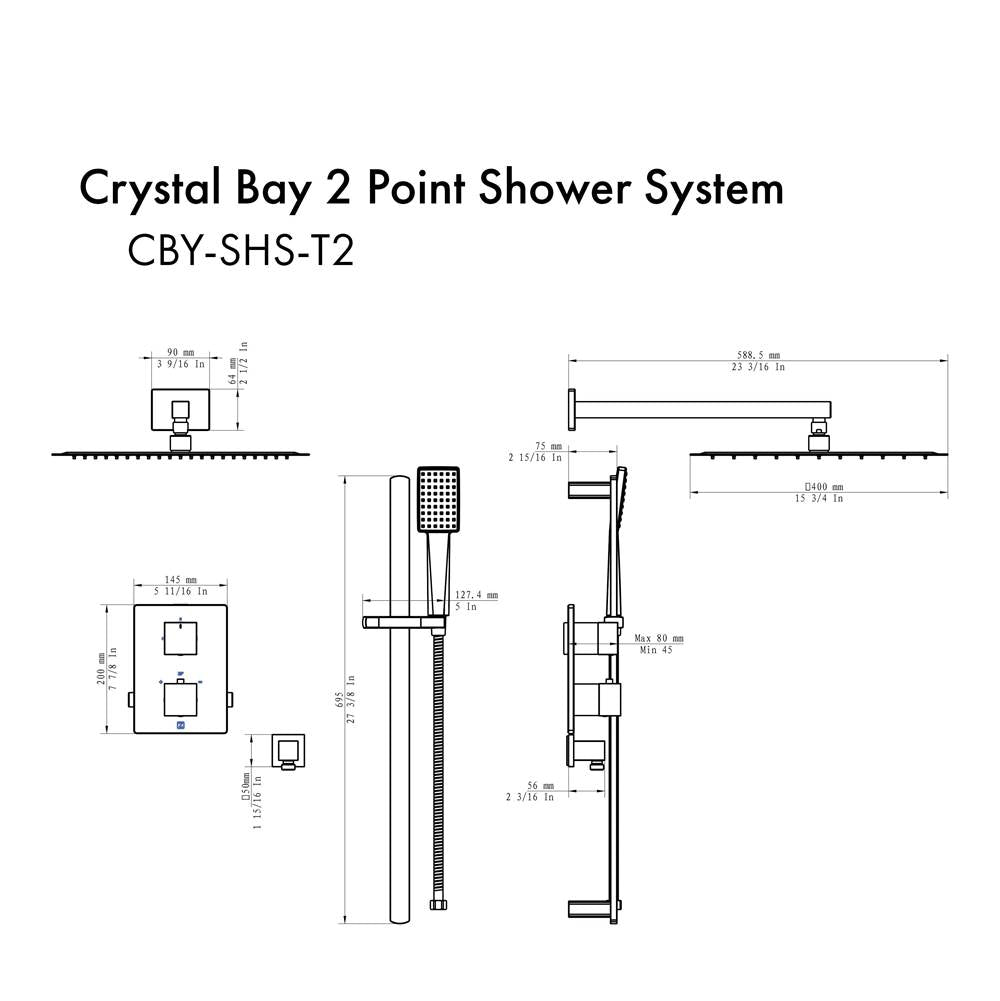 Crystal Bay Thermostatic Shower System in Brushed Nickel