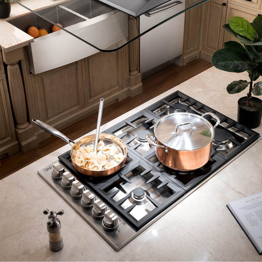 36'' Dropin Cooktop with 6 Gas Brass Burners