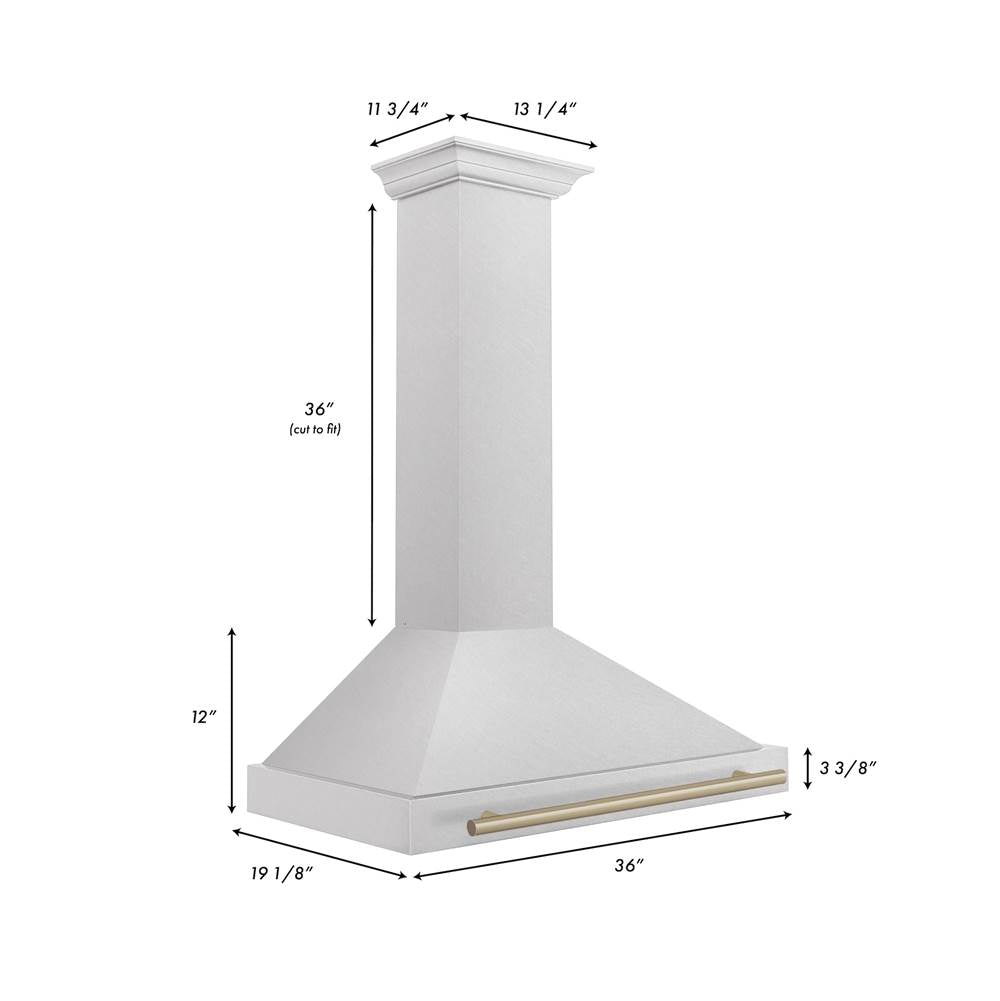 36'' Autograph Edition DuraSnow Stainless Steel Range Hood with DuraSnow Stainless Steel Shell and Champagne Bronze Handle